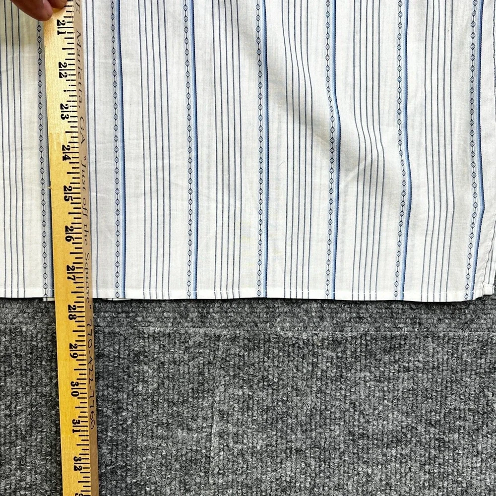 Banana Republic White‎ Blue Striped Button Down Shirt Size L 16-16-1/2